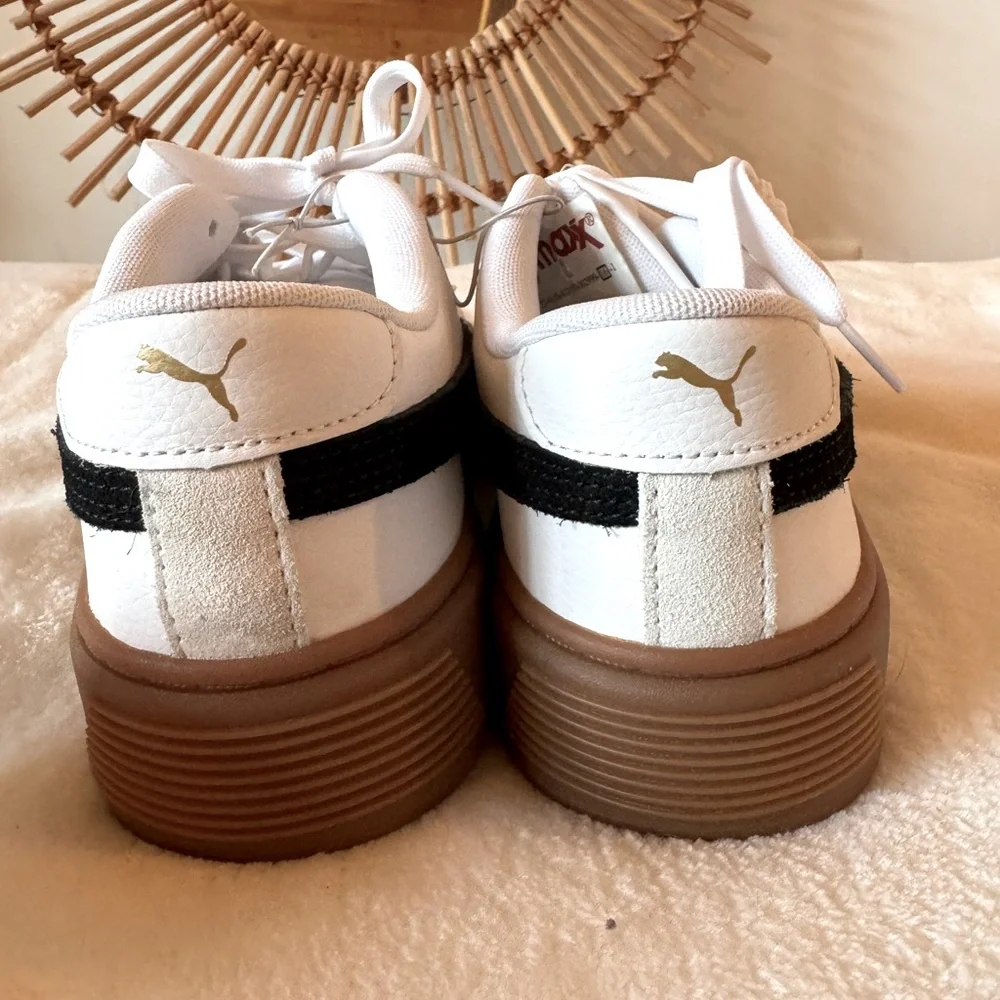 Puma Smash Platform Casual White Sneakers with Black and Gum Accents Size 9 NWT - Picture 6 of 9